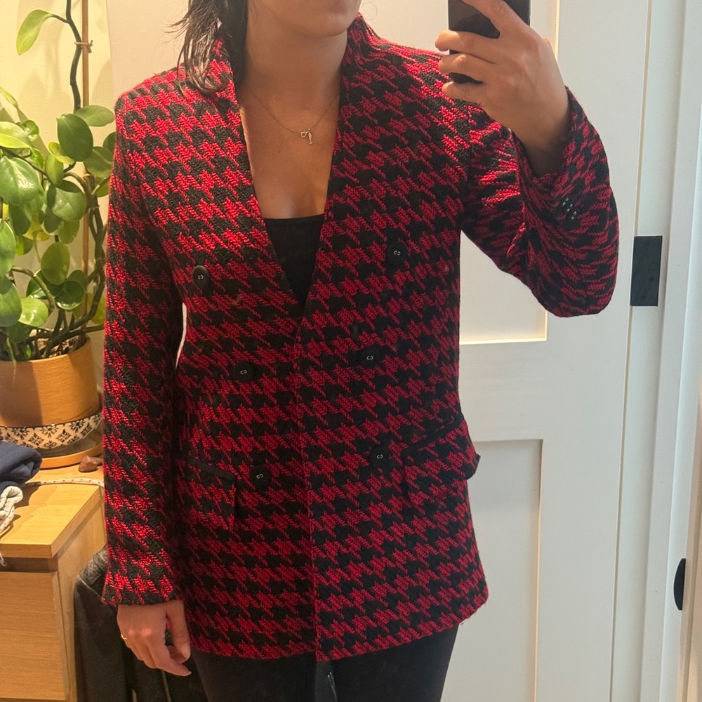 Zara Red and Black Houndstooth Jacket